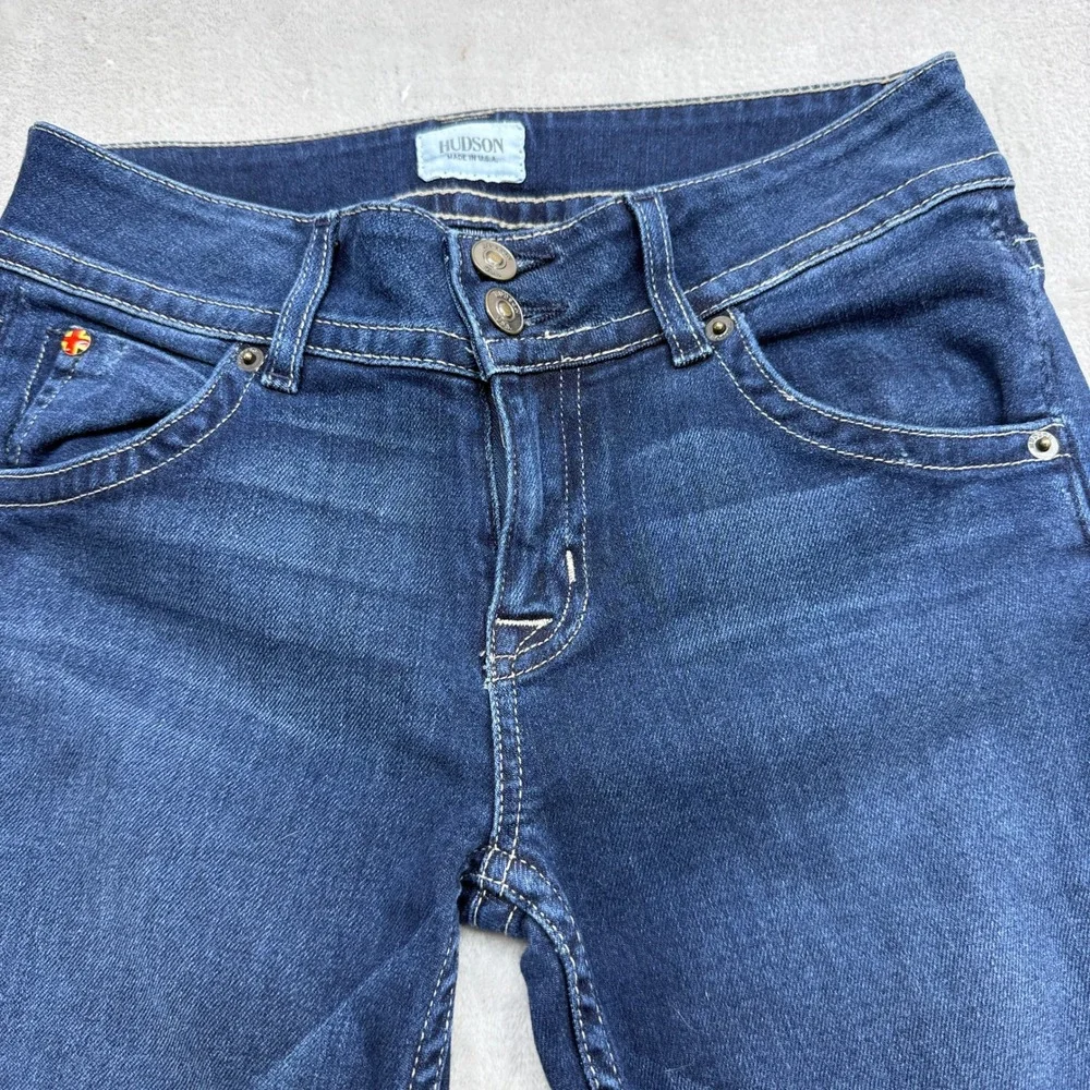 Hudson Flare Jeans Womens 26 Dark Wash Low Rise Y2K Retro Boho Flap Pocket Denim